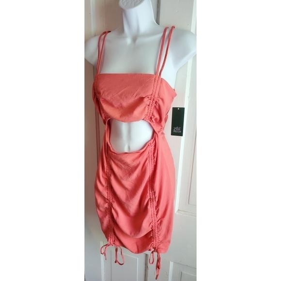 NEW Wild Fable Sleeveless Cut Out Ruched Front Bodycon Dress - Picture 5 of 14